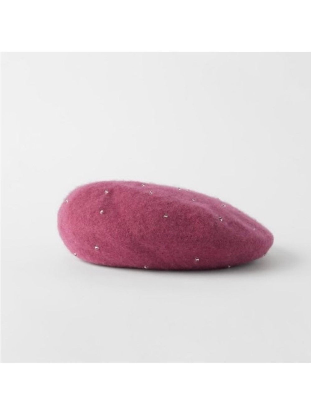 Zara girls Pink Wool Beret with Rhinestone Crystal Studs